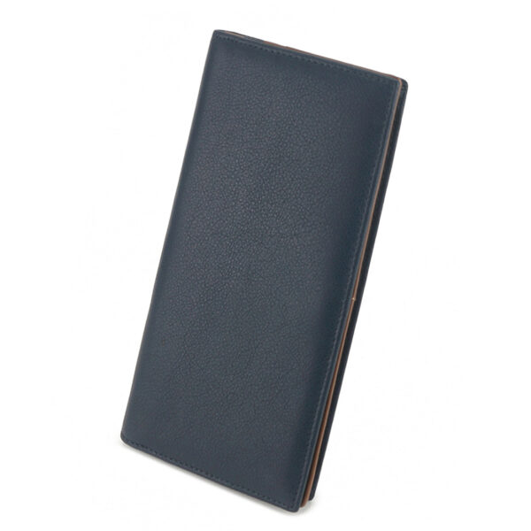 MONHINTY Men’s Slim Genuine Leather Multi Card Long Bifold Wallet Blue - Image 7