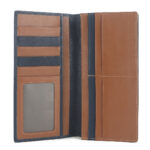 MONHINTY Men’s Slim Genuine Leather Multi Card Long Bifold Wallet Blue