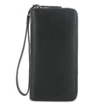 Men's Long Wallet Soft Genuine Leather Zip Around Credit Cards Holder Large Phone Clutch Checkbook Purse With Wristlet