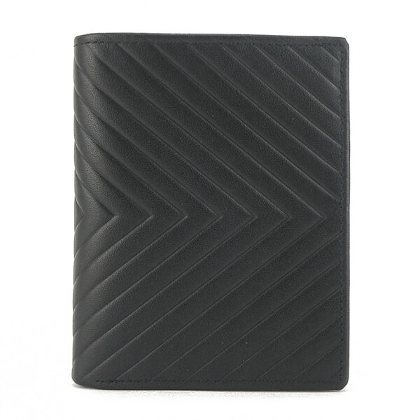 Mens Embossed Genuine Leather Card Holder  Bifold Wallet Black - Image 2