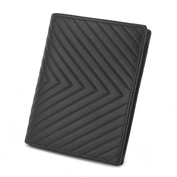 Mens Embossed Genuine Leather Card Holder  Bifold Wallet Black