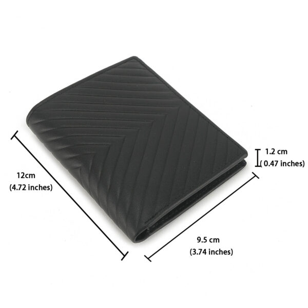 Mens Embossed Genuine Leather Card Holder  Bifold Wallet Black - Image 5