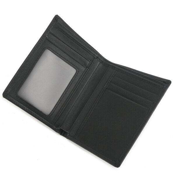 Mens Embossed Genuine Leather Card Holder  Bifold Wallet Black - Image 3