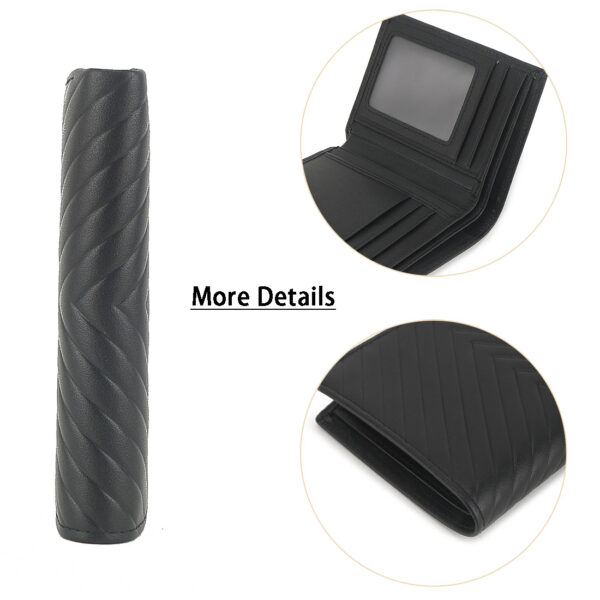 Mens Embossed Genuine Leather Card Holder  Bifold Wallet Black - Image 7