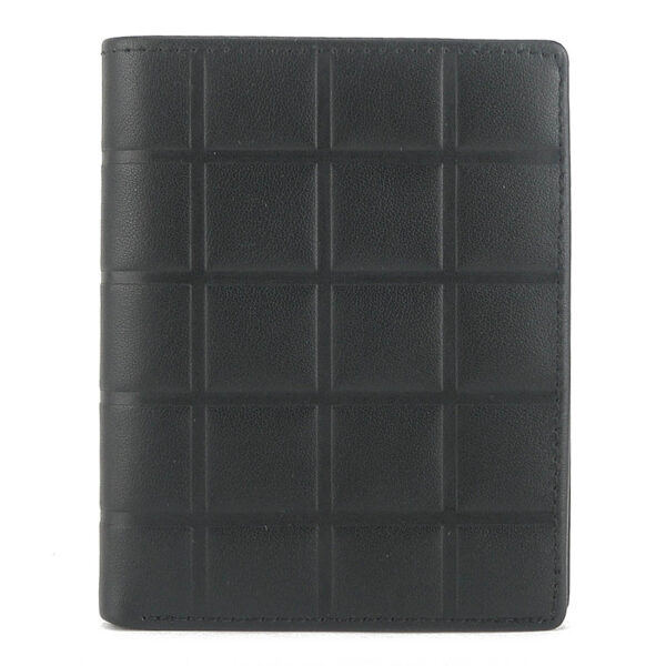 Mens Checkered Embossed Genuine Leather  Bifold Wallet Black - Image 2