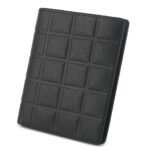 Mens Checkered Embossed Genuine Leather  Bifold Wallet Black