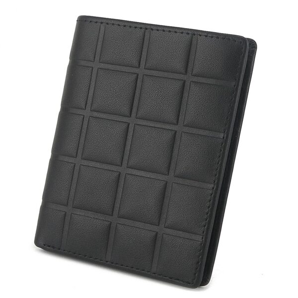 Mens Checkered Embossed Genuine Leather  Bifold Wallet Black