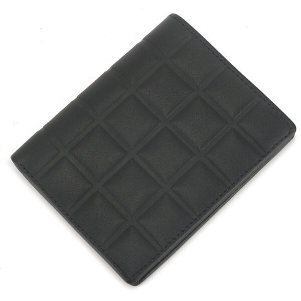 Mens Checkered Embossed Genuine Leather  Bifold Wallet Black - Image 5