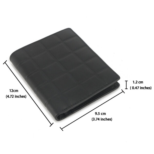 Mens Checkered Embossed Genuine Leather  Bifold Wallet Black - Image 6