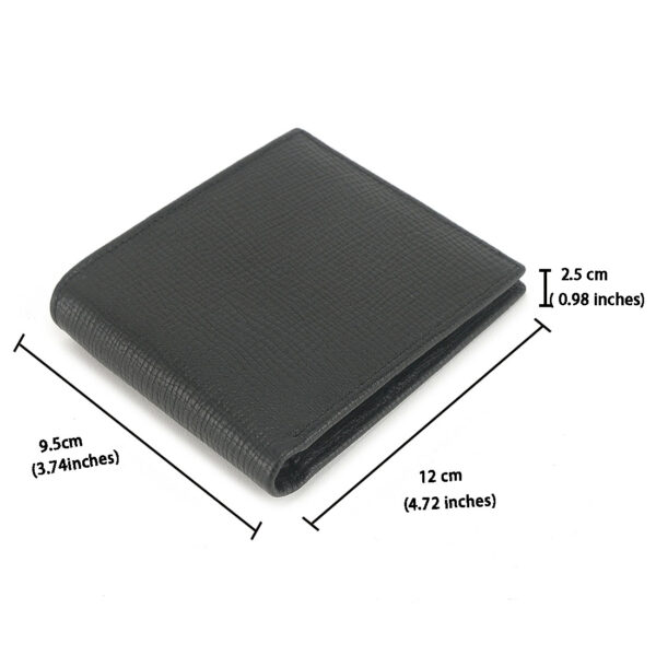 Men's Embossed Cowhide Leather Classic Style Bifold Wallet Black - Image 5
