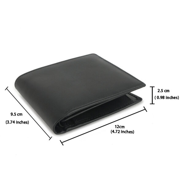 MONHINTY Mens Genuine Leather Compact Flap ID Coin Pocket Bifold Wallet With Debit Credit Card Holder Black - Image 6