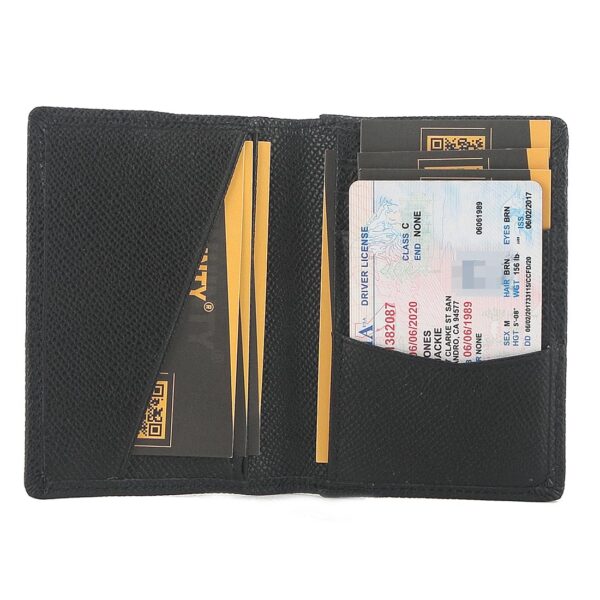 Slim Genuine Leather Credit Card Holder Bifold Wallet for Men and Women Black - Image 3