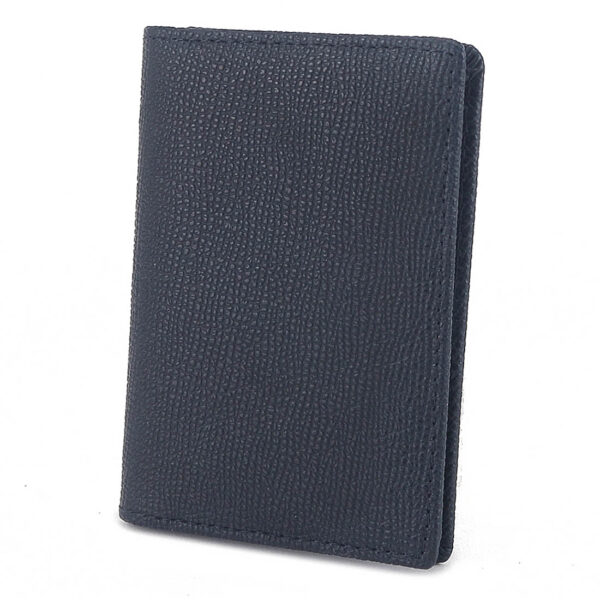 MONHINTY Genuine Leather Slim Front Pocket Minimalist Card Case Bifold Wallet Blue