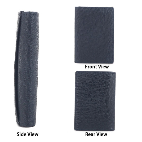 MONHINTY Genuine Leather Slim Front Pocket Minimalist Card Case Bifold Wallet Blue - Image 5
