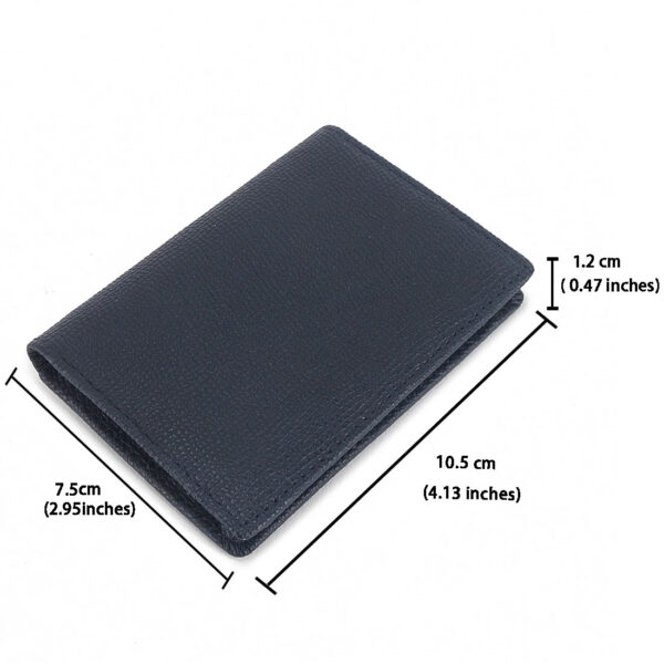 MONHINTY Genuine Leather Slim Front Pocket Minimalist Card Case Bifold Wallet Blue - Image 4