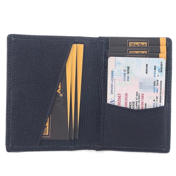 MONHINTY Genuine Leather Slim Front Pocket Minimalist Card Case Bifold Wallet Blue - Image 3