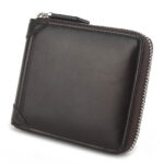 MONHINTY Men's Oiled Leather Wallet Zipper Arounded With Multi Card Slots Coffee Brown