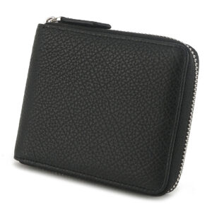 MONHINTY Men's Soft Grain Leather Wallet Zipper Arounded With Multi Card Slots Black
