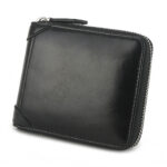 MONHINTY Men's Oiled Leather Wallet Zipper Arounded With Multi Card Slots Black