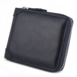 MONHINTY Men's Oiled Leather Wallet Zipper Arounded With Multi Card Slots Blue
