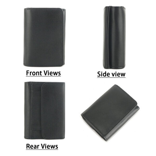 MONHINTY Men's Genuine Leather Multi-Card Holders Trifold Wallet With Coin Pocket Black - Image 7