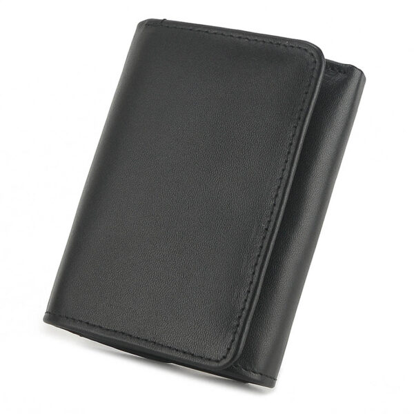MONHINTY Men's Genuine Leather Multi-Card Holders Trifold Wallet With Coin Pocket Black - Image 2