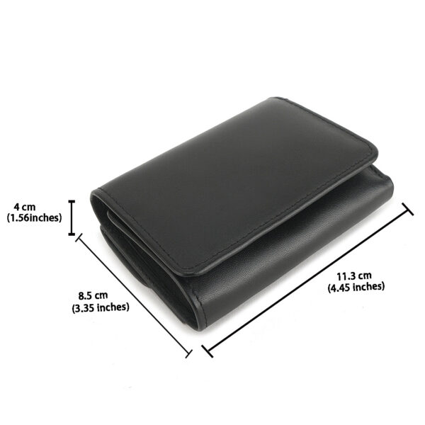 MONHINTY Men's Genuine Leather Multi-Card Holders Trifold Wallet With Coin Pocket Black - Image 3