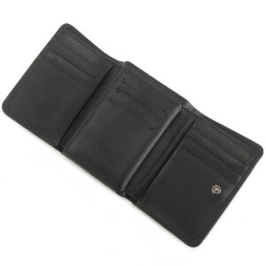 MONHINTY Men's Genuine Leather Multi-Card Holders Trifold Wallet With Coin Pocket Black
