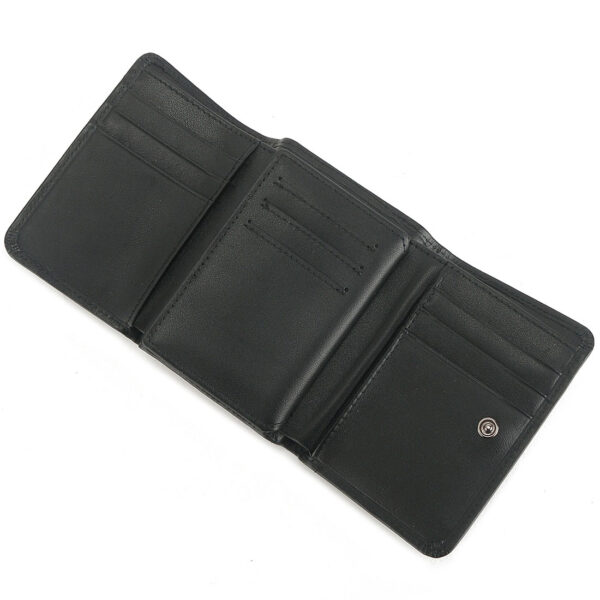 MONHINTY Men's Genuine Leather Multi-Card Holders Trifold Wallet With Coin Pocket Black